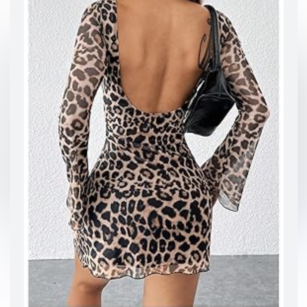 Leopard Print Long Sleeve Dress